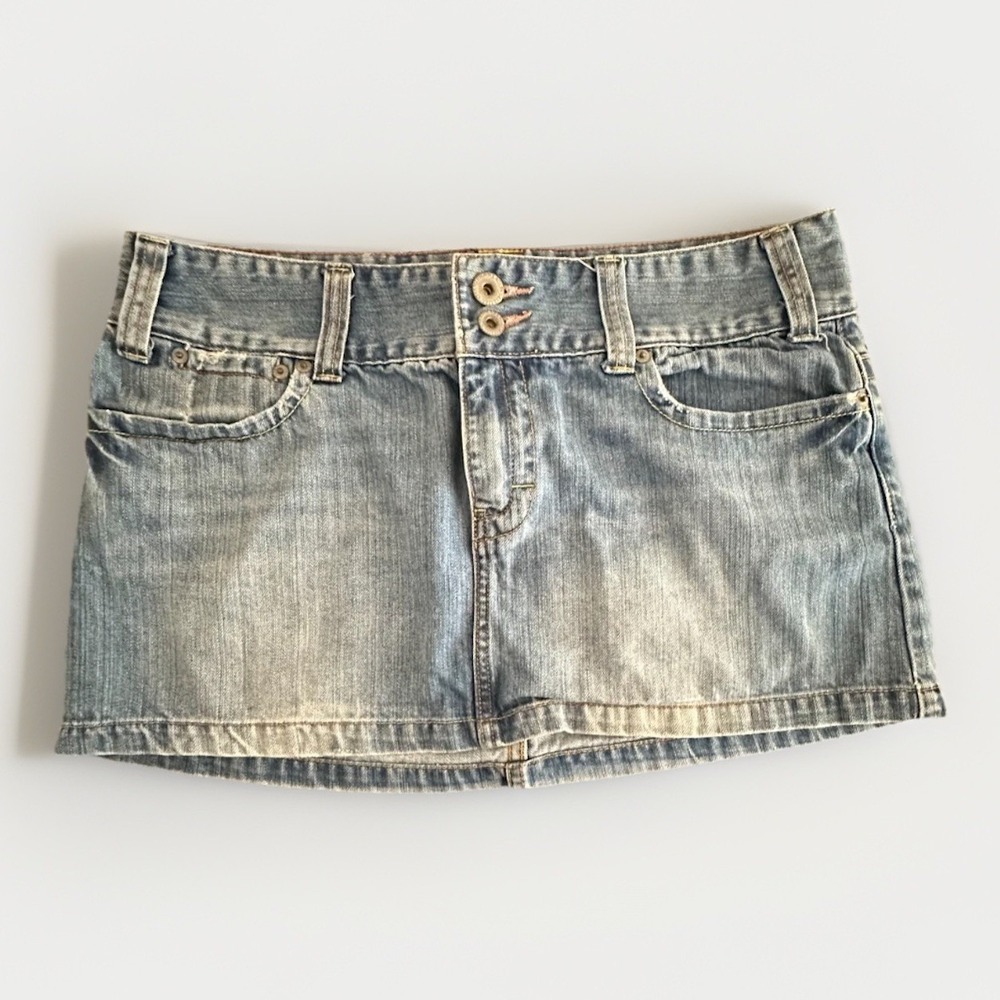 American Eagle Denim Micro Mini Skirt Women 12 Y2K Low Rise Festival Staple